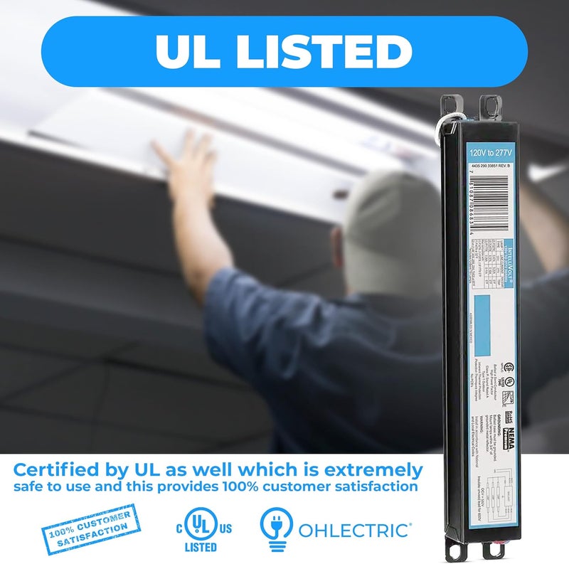 OHLECTRIC Replacement for ICN2P32-SC 1&2 Lamp - T8 Fluorescent Ballast, Electronic Ballast Replacement 120-277 Volt, Instant Start - Standard and Energy Efficient Ballasts - UL Approved - Image 5